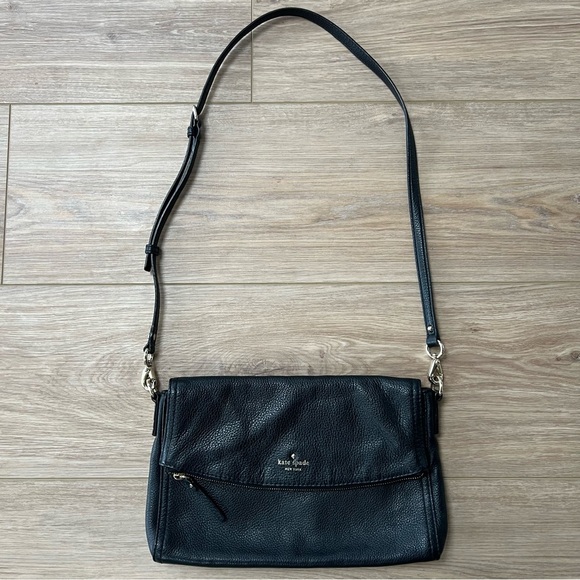 Black Leather Kate Spade Foldover Crossbody - Picture 10 of 10